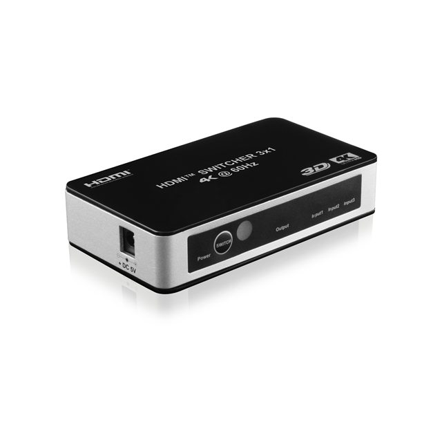 Deltaco HDMI-kytkin 3/1, 4K/UHD@60Hz, HDCP, CEC, automaattinen, kaukosäädin