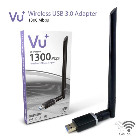 VU+ - Adattatore Wireless Dual Band USB 3.0, 1300 Mbit/s, Wi-Fi A 2.4 E 5 GHz, Per PC, Smart TV, Decoder