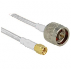 N male - SMA male cable, RG142, low-loss, 5mm, 10m, white