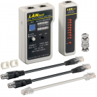 Cable tester for RJ11, RJ12, RJ45, ISDN, CAT5, CAT6, BNC