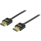 HDMI 2.0 yhteensopiva ohut High Speed with Ethernet kaapeli, 4K/UHD@60Hz, 3D, 1 m, kullatut liittimet