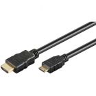 HDMI 1.4 - HDMI mini High Speed with Ethernet kaapeli, 4K, 3D, 1,5 m, kullatut liittimet