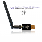 Vu+ Dual Band Wireless USB 2.0 WiFi-sovitin 600 Mbps & irrotettava antenni