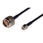 N male - SMA male cable, RG-174, 2.8mm, 1m, gold plated connectors, black