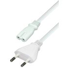 Power Cable, CEE 7/16 - IEC 60320 C7, 2m, white