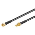 RP-SMA male - RP-SMA female cable, CFD-200 / H155PE / SH-200 / HSR-200 / LMR-195, 5mm, 10m, gold plated connectors, black