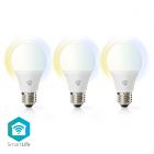 Nedis SmartLife LED Bulb, WiFi, E27, 806 lm, White, 3-pack