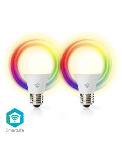 Nedis SmartLife älykäs LED-lamppu, WiFi, E27, 806 lm, monivärinen, 2 kpl