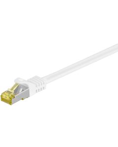 RJ45 S/FTP Cat7 Ethernet kaapeli Cat6A liittimillä, 10-GigaBit, 0,25 m, valkoinen